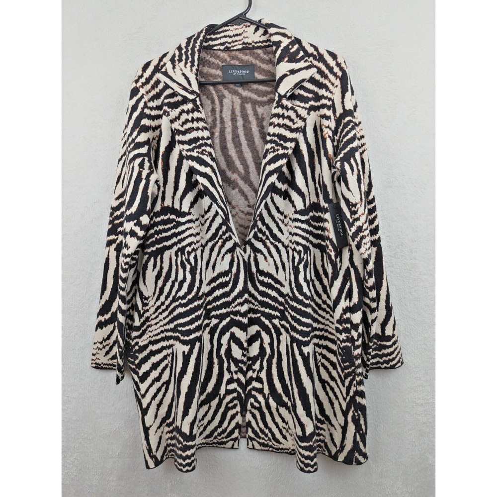Liverpool Black and Cream Zebra Print Cardigan Sweater